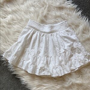 American Eagle White Eyelet Ruffle Mini Skirt XS